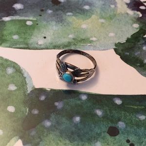 vintage sterling arrow turquoise midi ring sz 4.5